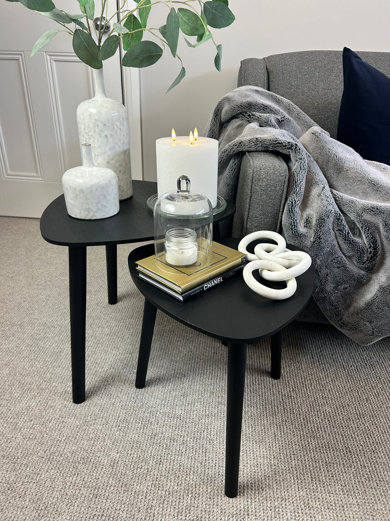 Black shaped Tripod Side Tables, 2 Sizes