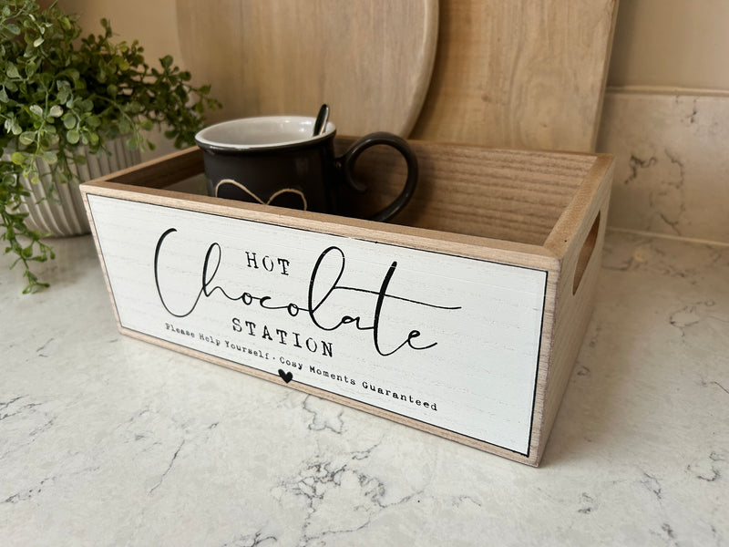 Hot chocolate station box crate