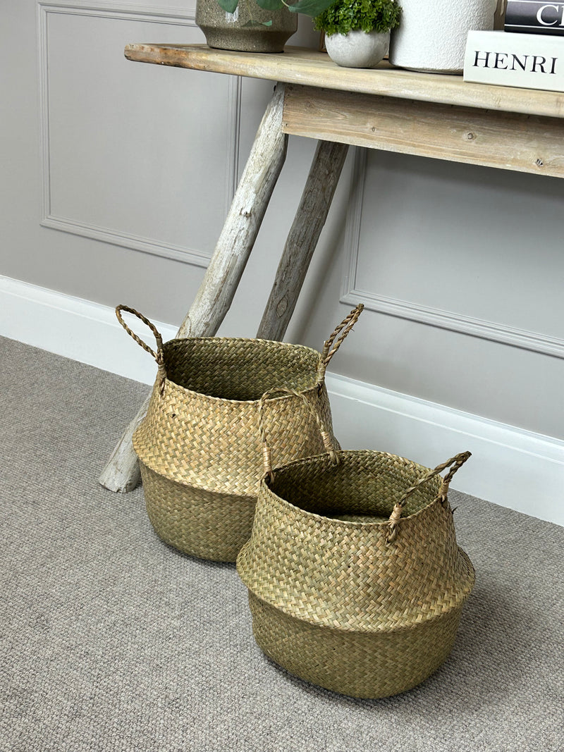 Natural grass baskets 2 sizes