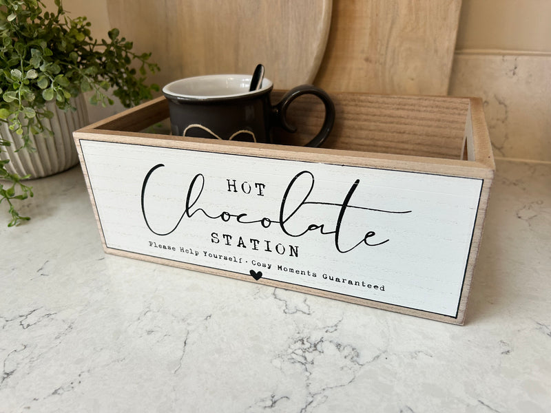 Hot chocolate station box crate