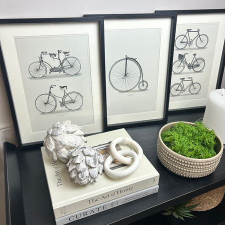 Set of 3 bicycle bike framed prints