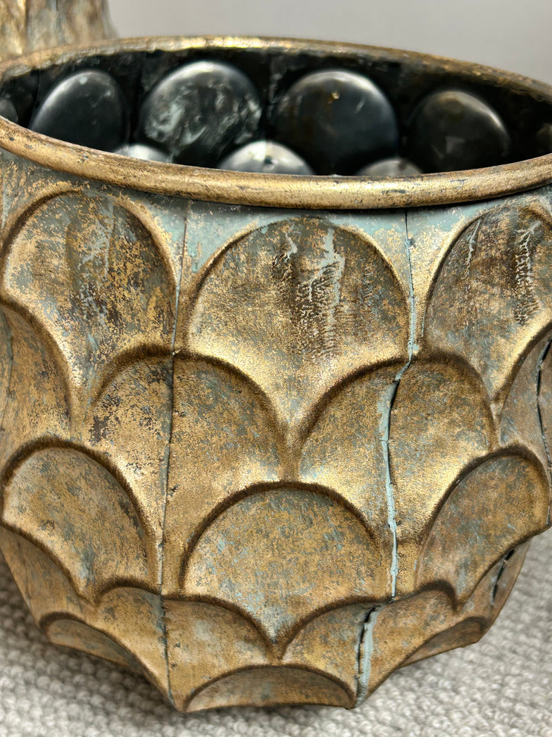 Bronze antique brass gold hammered planters 2 sizes