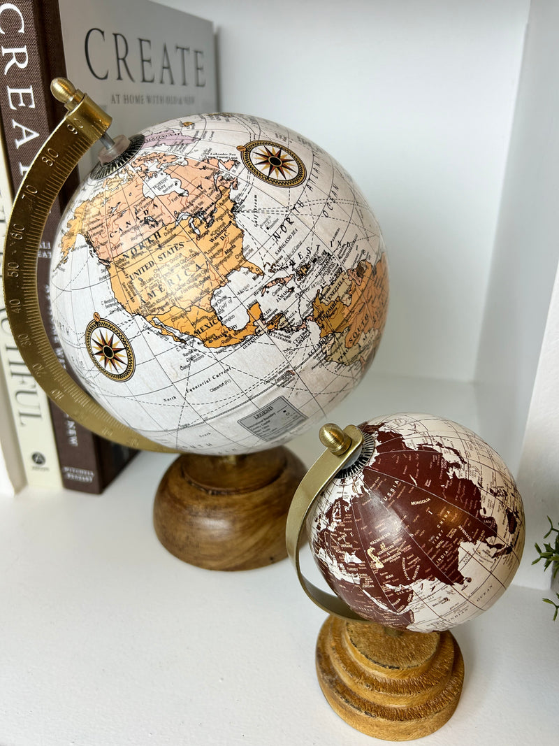 Wooden globe 2 colours 2 sizes