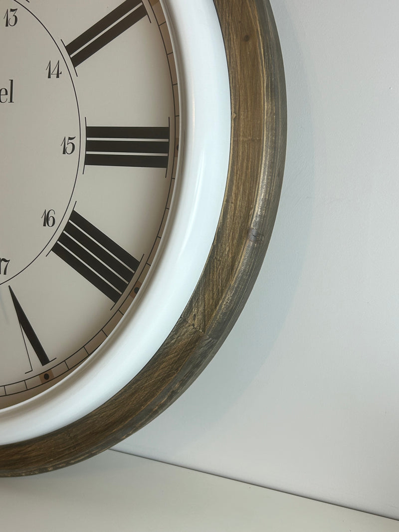 Round Wood and White Clock 68cm