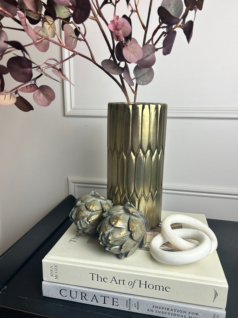 Gold textured ceramic vase