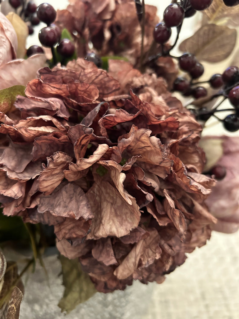 Mocha real feel ruffled hydrangea stem 52cm