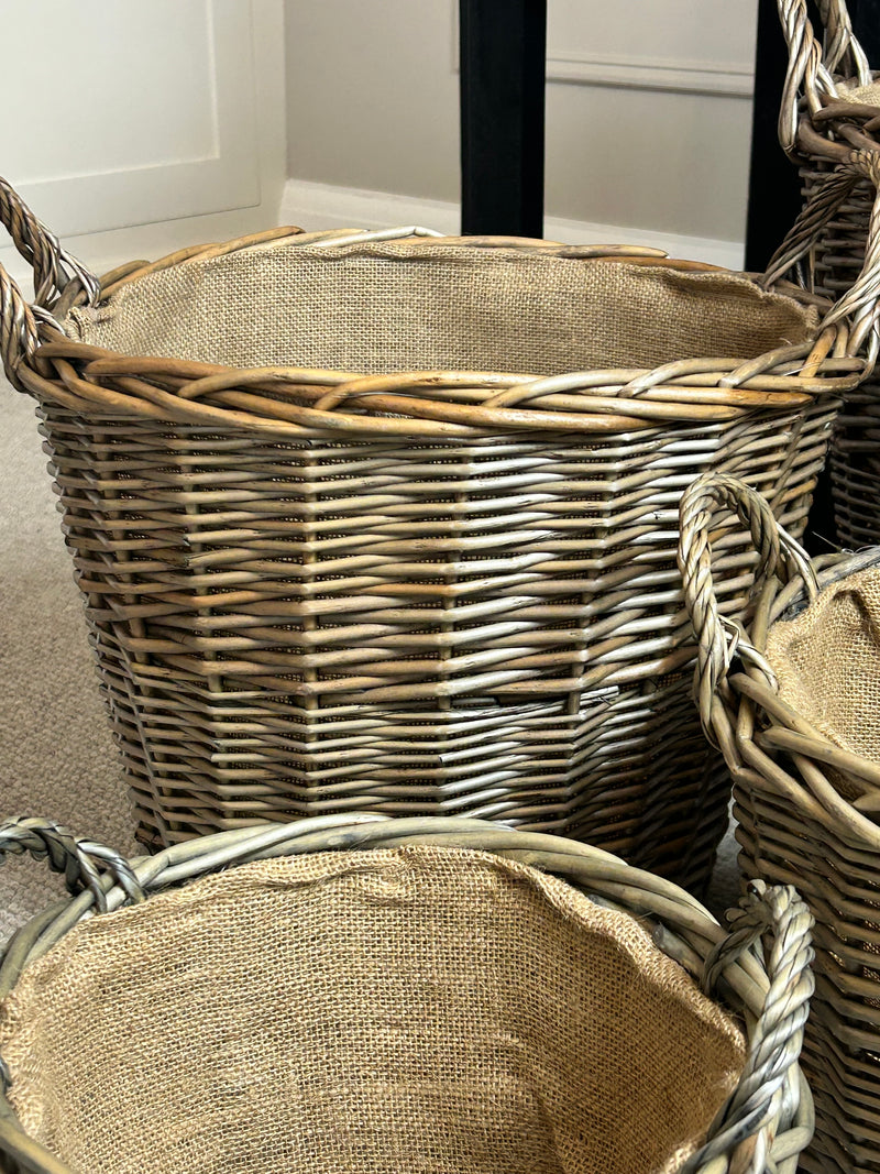 Chunky round woven lined basket 4 sizes