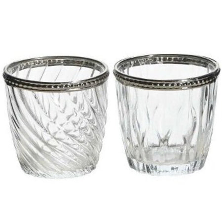 Silver rim candle holder mixed styles