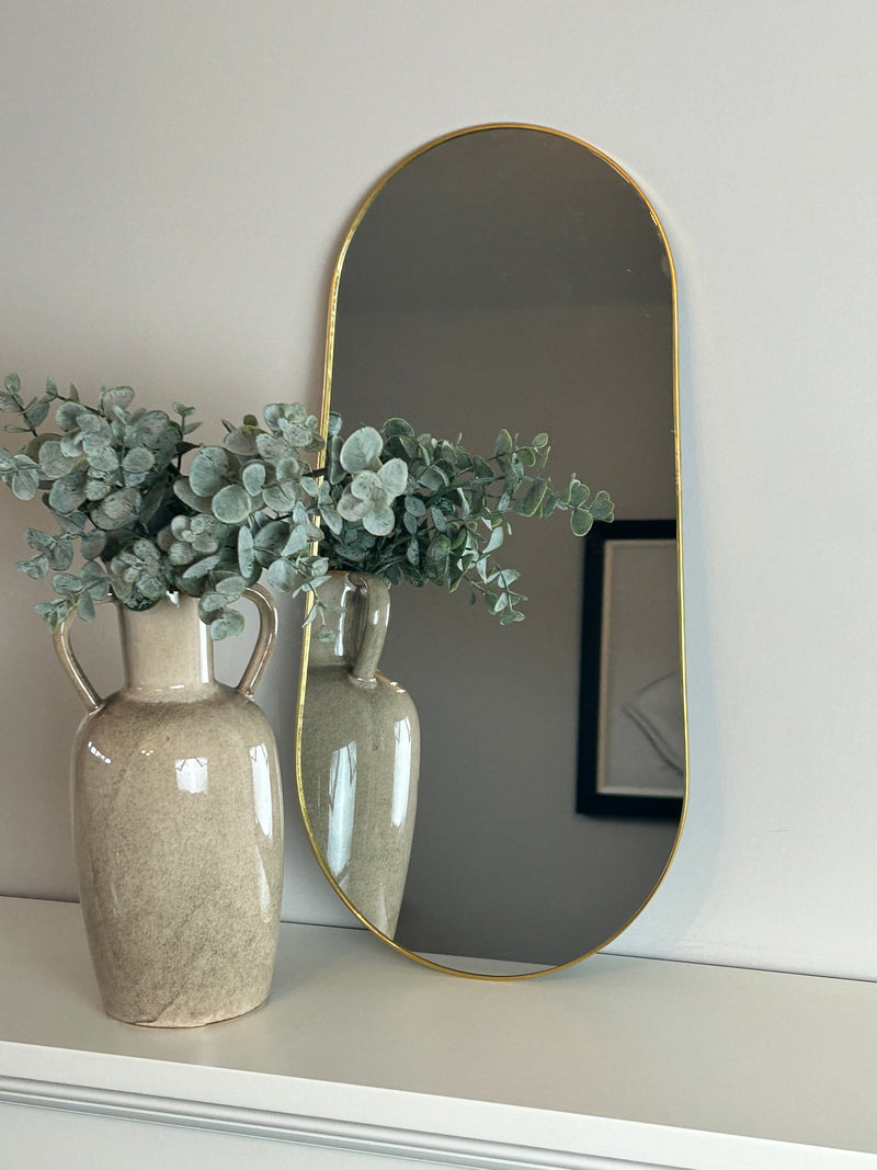 Gold round rim mirror 50cm