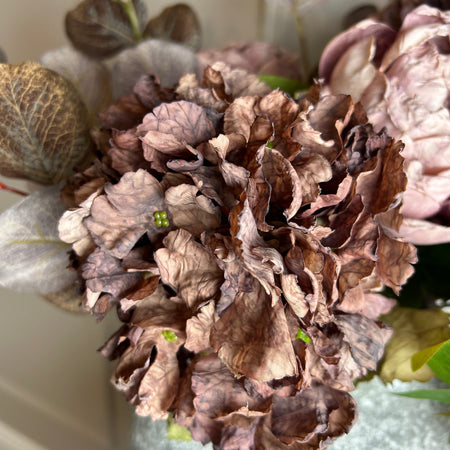 Mocha real feel ruffled hydrangea stem 52cm