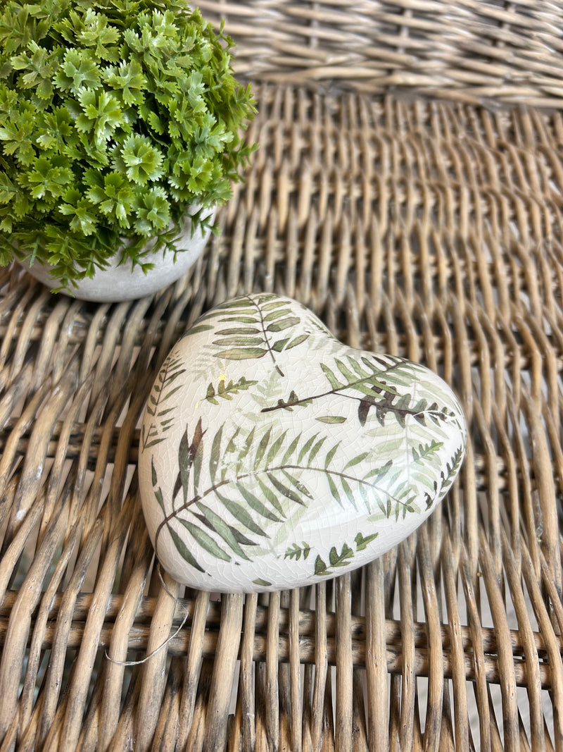 Decorative fern ceramic heart