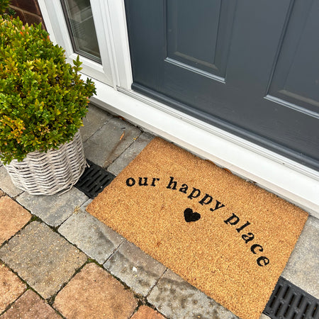 Our Happy Place Coir Door Mat rug 60x40cm