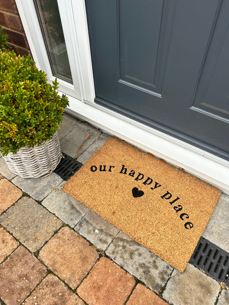 Our Happy Place Coir Door Mat rug 60x40cm