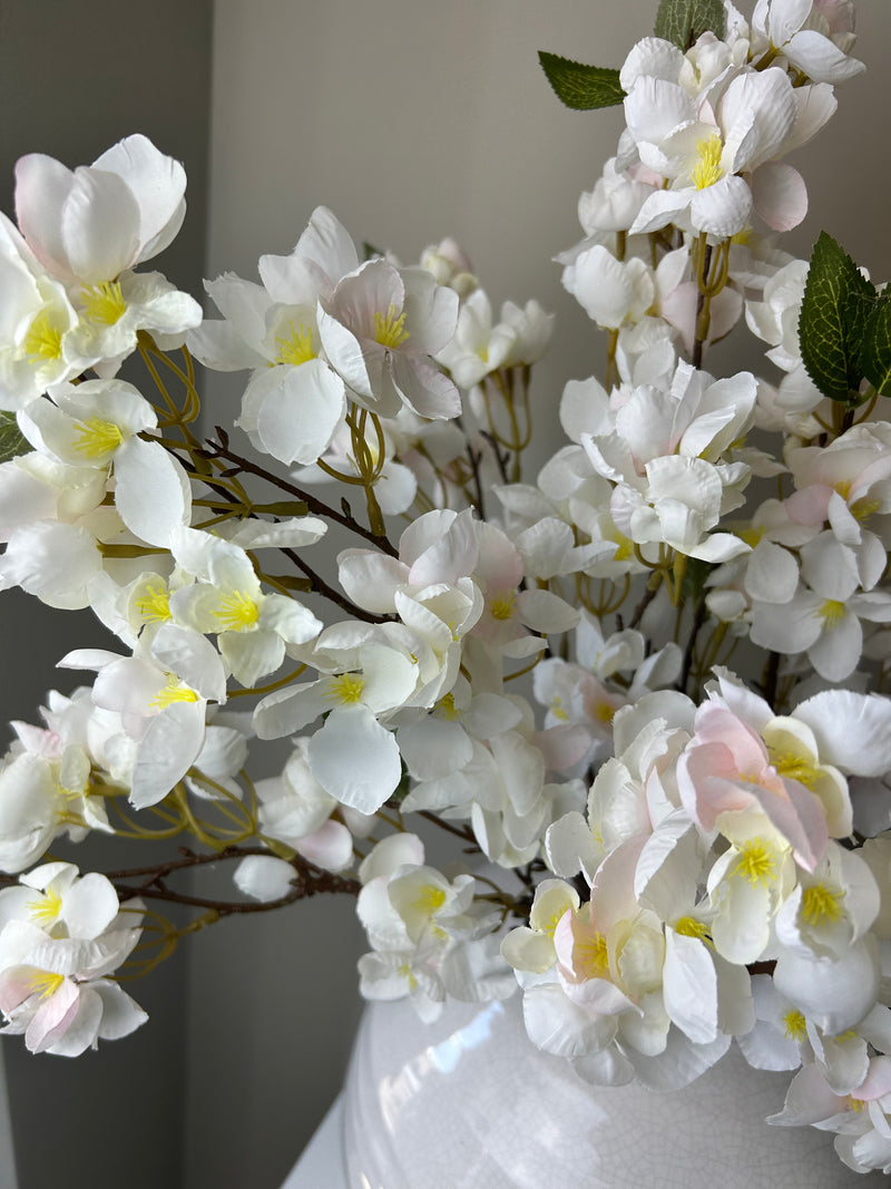 Silk orchard blossom branch white pink multi stem 64cm