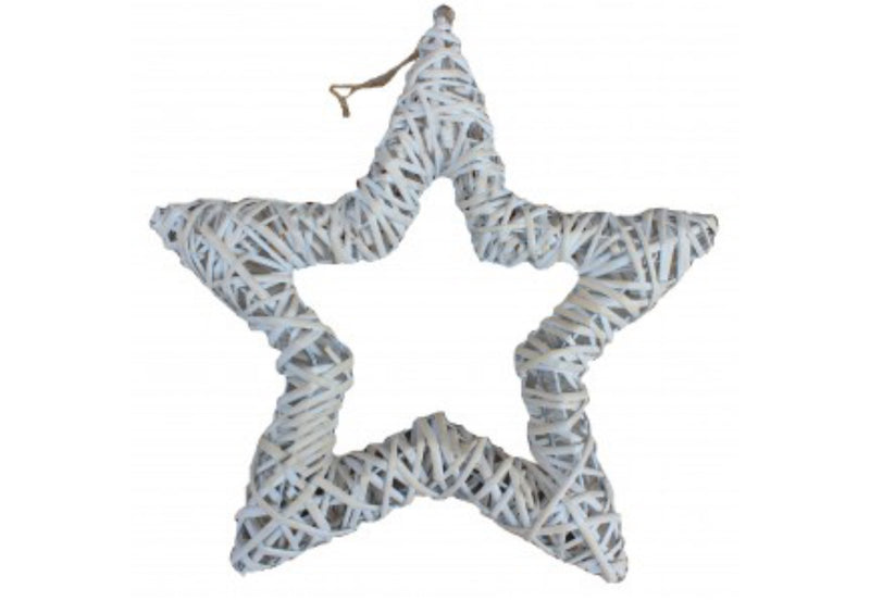 Hanging white wash willow wicker star 45cm