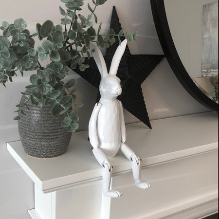 White jointed rabbit shelf sitter