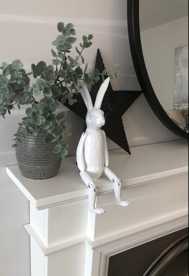 White jointed rabbit shelf sitter