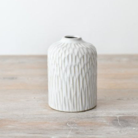 White Texture Wave Bud Vase 11cm