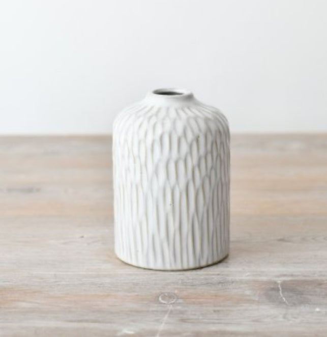 White Texture Wave Bud Vase 11cm