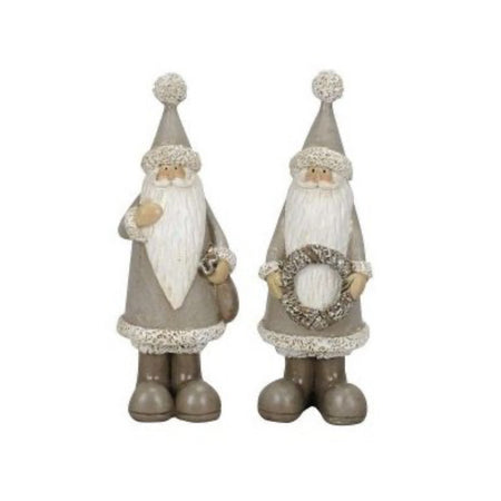 Grey traditional Santa ornaments 15cm 2 styles