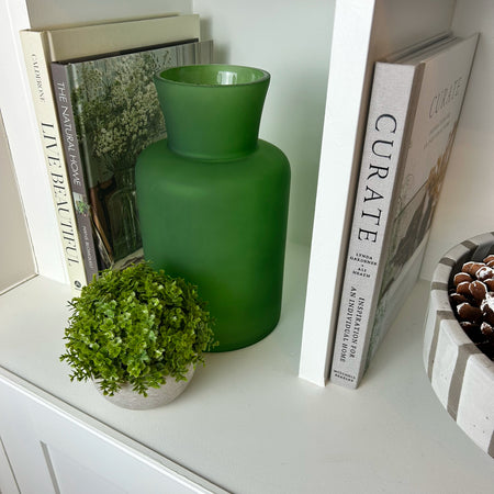 Smokey green glass bottle neck vase