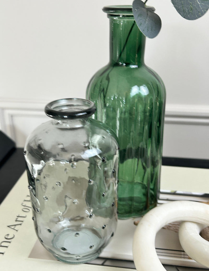 Mottled glass bobble glass bottle