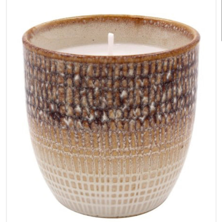 Brown filled ceramic candle