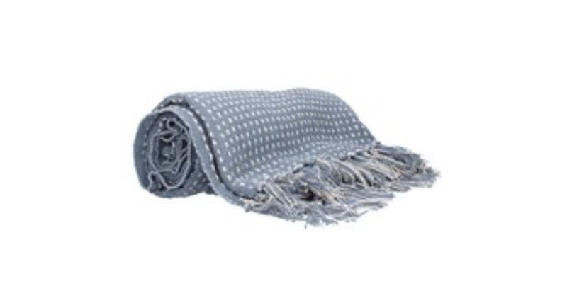 Pale china blue stab stitch throw 125cm by 150cm