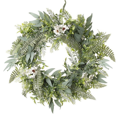 Full garden wreath mixed foliage