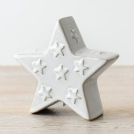 Reactive glaze embossed ceramic star 2 sizes