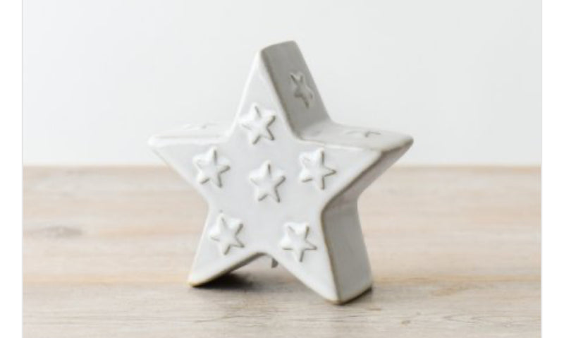 Reactive glaze embossed ceramic star 2 sizes