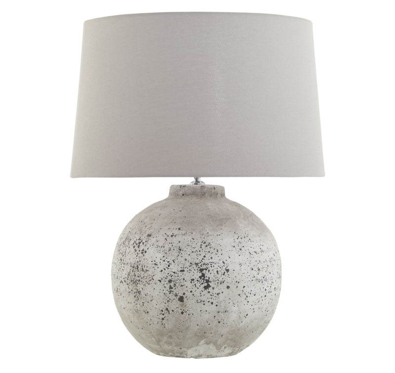 Tiber stone lamp with linen shade