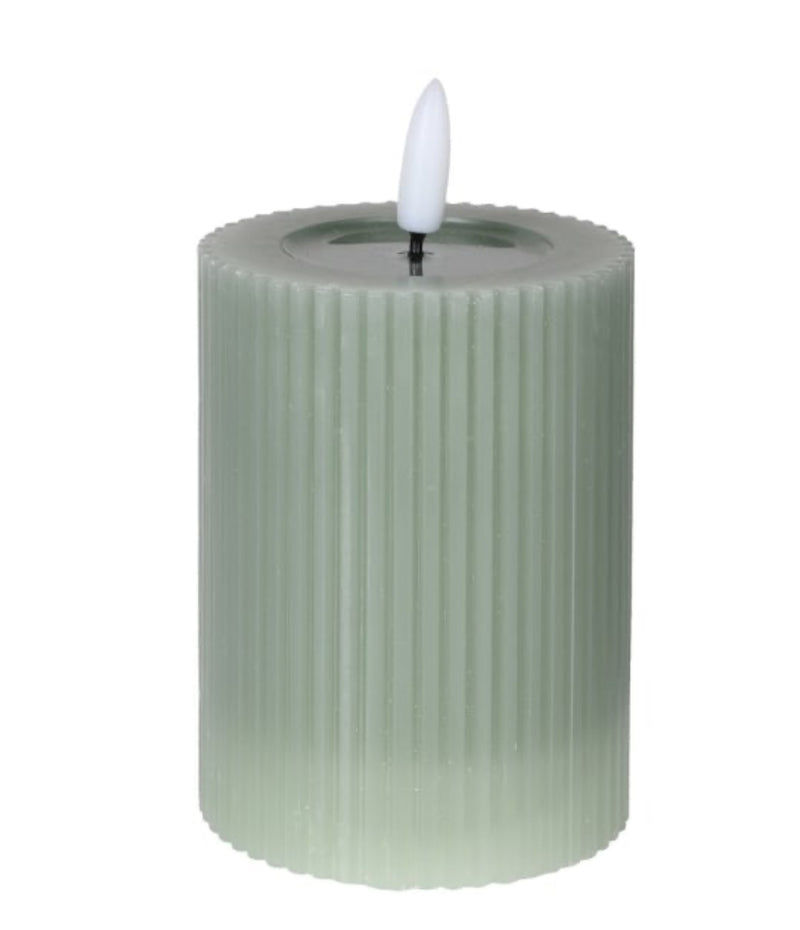 Sage Green LED pillar candle 2 sizes