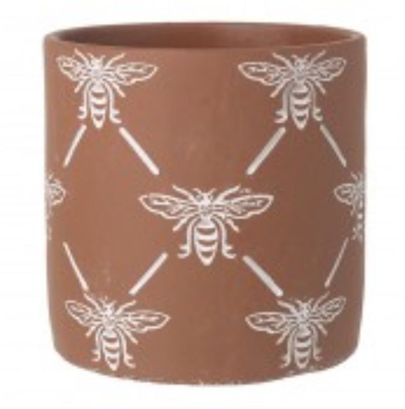 Large terracotta bee design plant pot