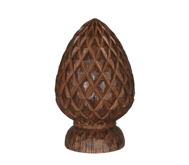 Chunky dark wood textured grain artichoke decoration ornament 25cm