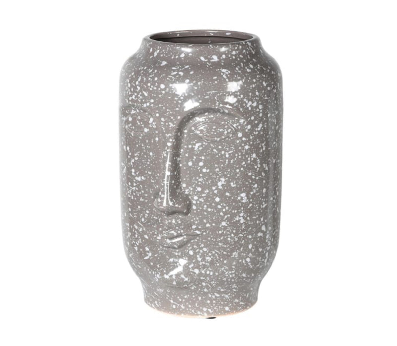 Grey speckled face ceramic vase