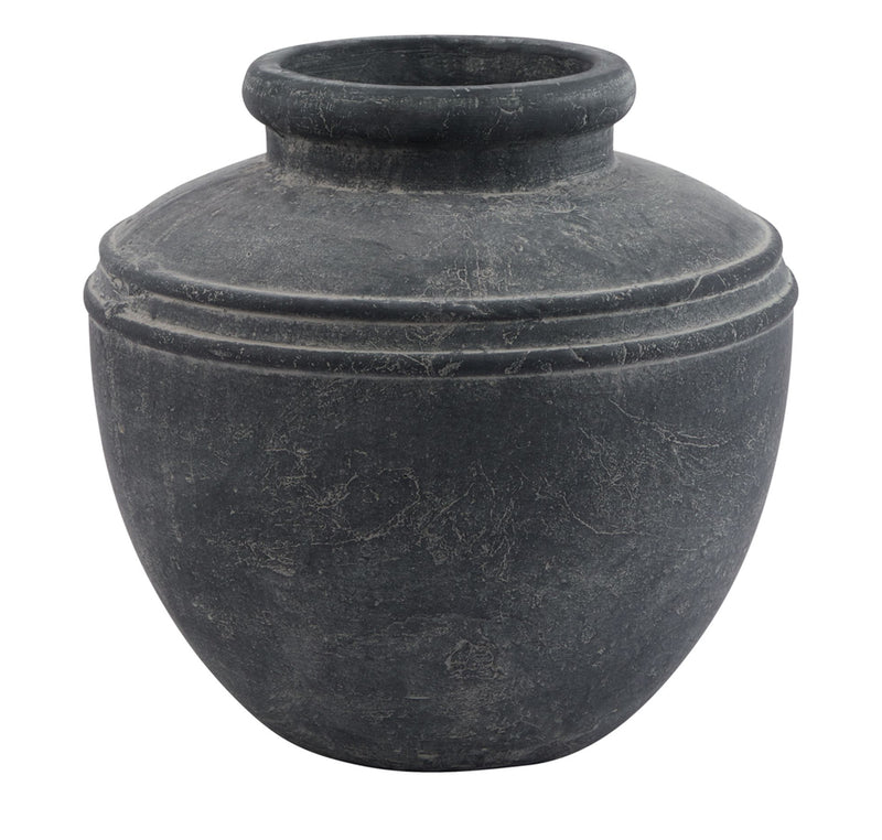 Amalfi washed Black rustic stone vase