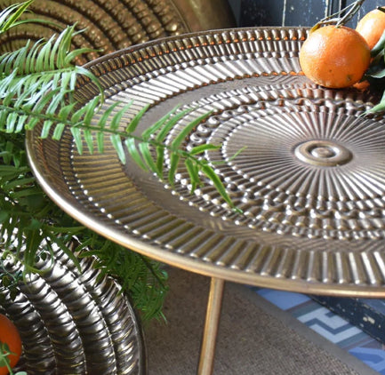 Antique Gold Embossed Round Side Table