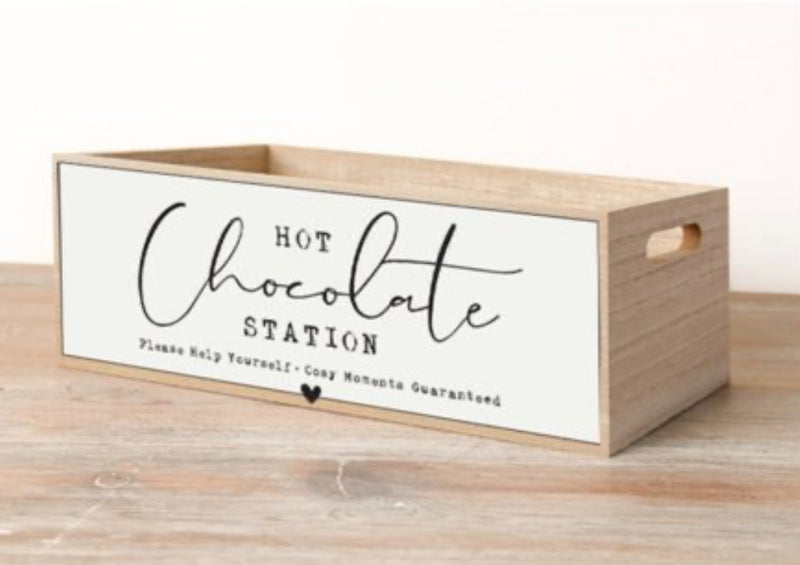 Hot chocolate station box crate