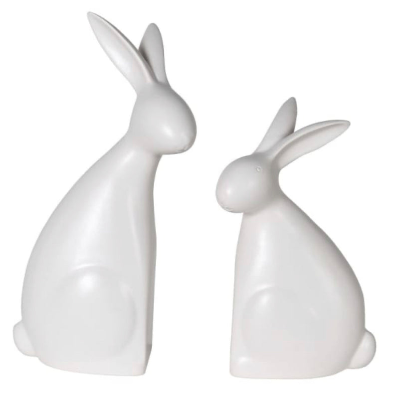 White ceramic hugging rabbits