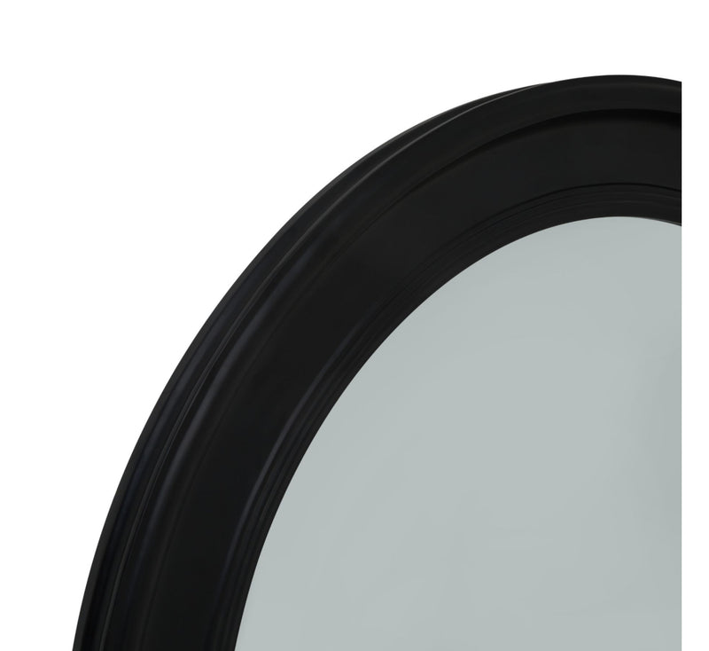 Black wood round framed mirror 90cm