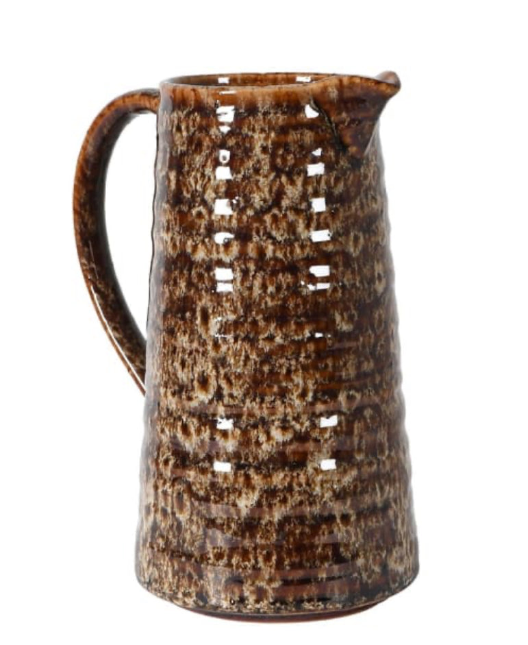 Mottled brown ceramic jug