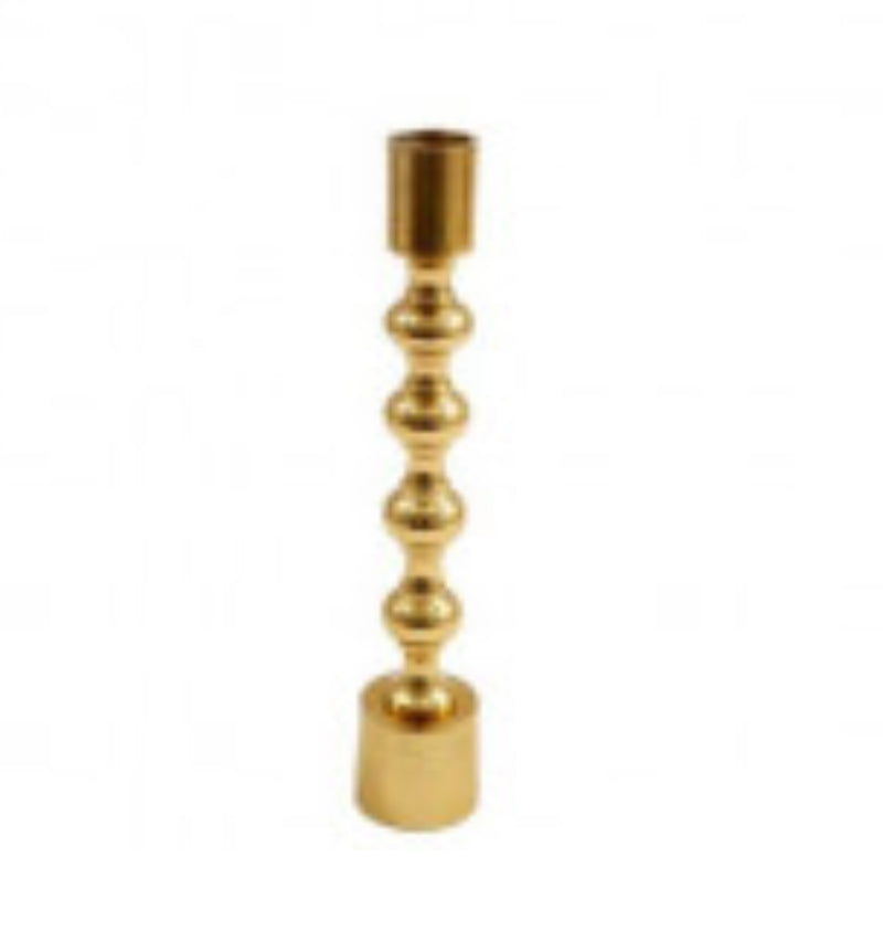 Set of two gold candle sticks ball texture