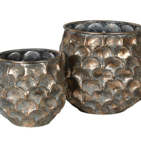 Bronze antique brass gold hammered planters 2 sizes