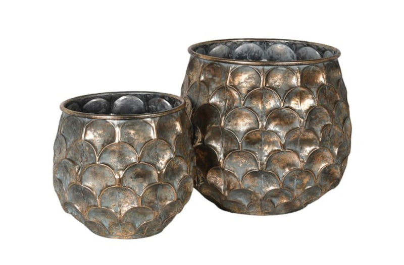 Bronze antique brass gold hammered planters 2 sizes