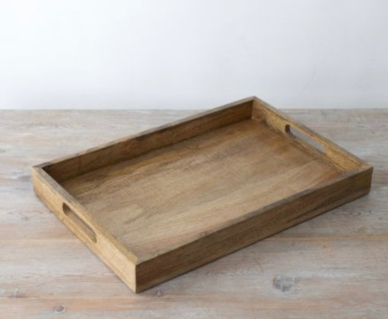 Wooden rectangular tray with handles 2 sizes