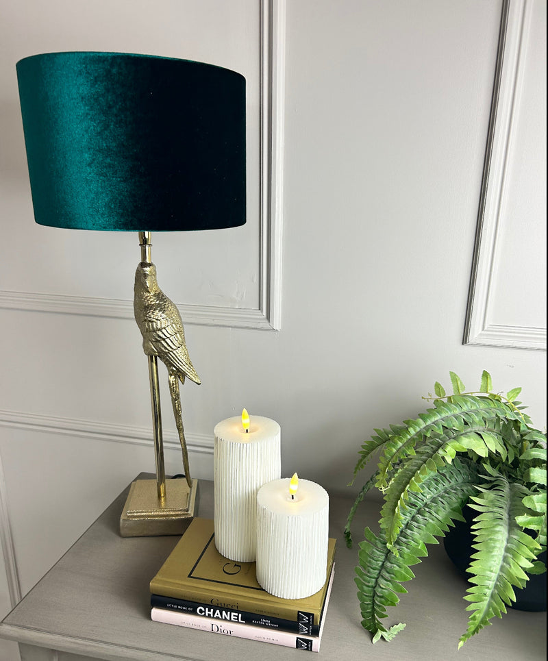 Tiber stone lamp with linen shade