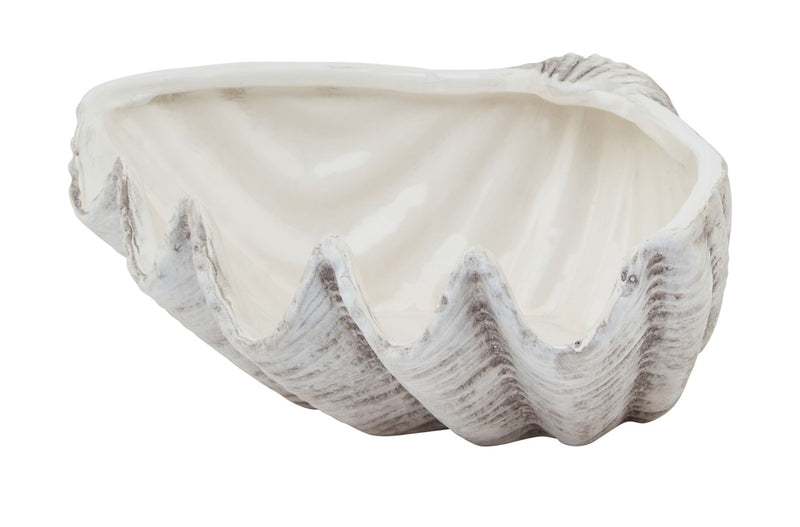 Large ceramic open shell bowl ornament