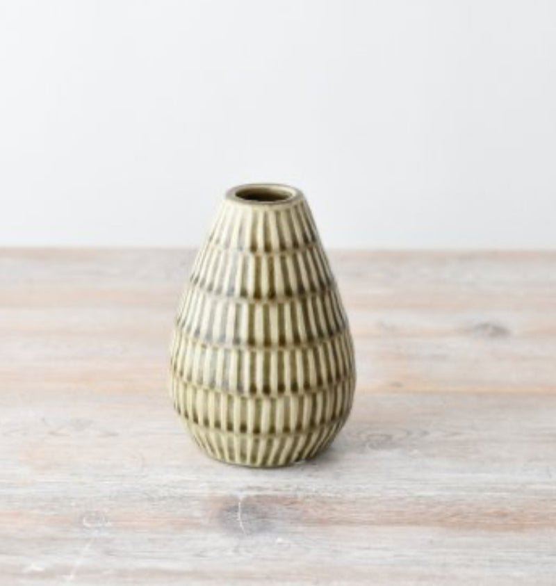 Taupe/Green textured vases 3 sizes