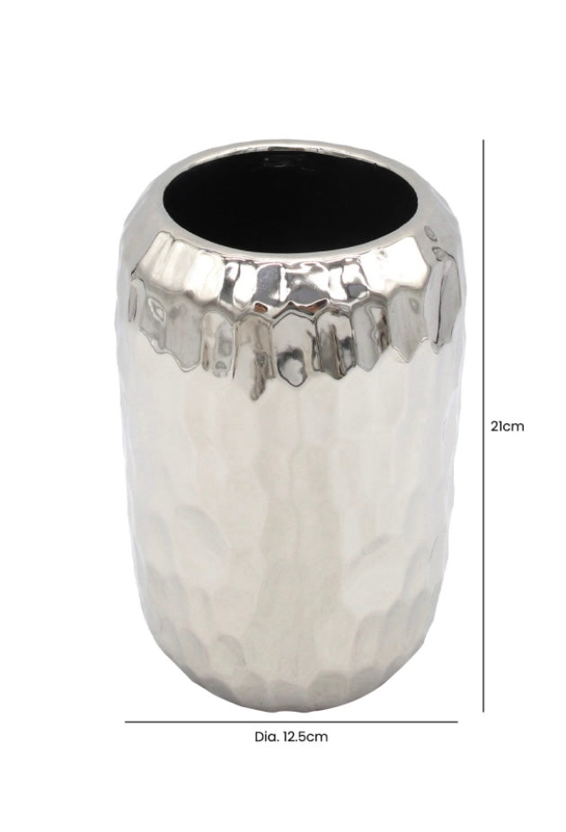 Silver Dimple Effect Glass Vase